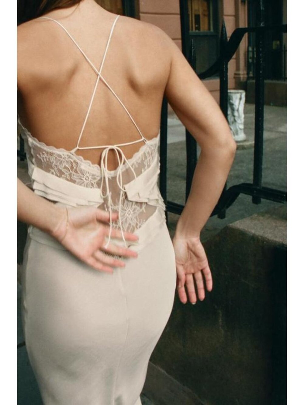 ZARA LONG GEORGETTE RUFFLE DRESS - Picture 4 of 7